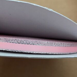 Pink Roll Satin Ribbon with Silver Edging 50 yds.